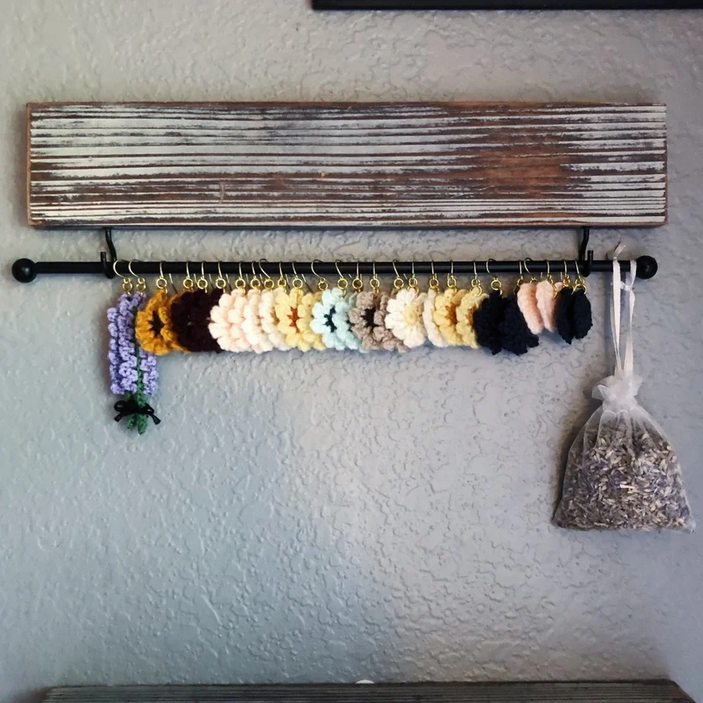 Lavender Flower Floral Earrings Crocheted with a Bow! - Picture 8 of 8